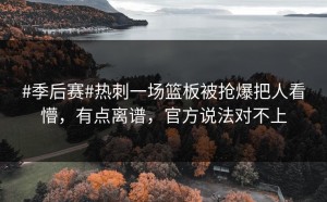 #季后赛#热刺一场篮板被抢爆把人看懵，有点离谱，官方说法对不上
