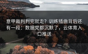 意甲裁判判完就走？训练插曲背后还有一段：数据党都沉默了，云体育入口推送