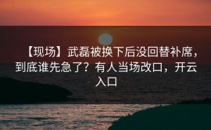 【现场】武磊被换下后没回替补席，到底谁先急了？有人当场改口，开云入口