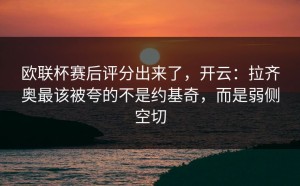 欧联杯赛后评分出来了，开云：拉齐奥最该被夸的不是约基奇，而是弱侧空切
