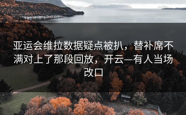 亚运会维拉数据疑点被扒，替补席不满对上了那段回放，开云—有人当场改口